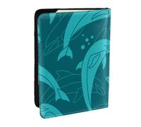 Wykjtwo Patrón de Delfines, Funda para Pasaporte Cartera de Viaje de Cuero PU Funda para Pasaporte Fundas para Pasaporte 6,5 Pulgadas