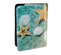 Wykjtwo Patrón de Estrellas de mar y Conchas, Funda para Pasaporte Cartera de Viaje de Cuero PU Funda para Pasaporte Fundas para Pasaporte 6,5 Pulgadas