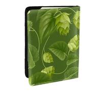 Wykjtwo Patrón de Hojas y lúpulo Verde, Funda para Pasaporte Cartera de Viaje de Cuero PU Funda para Pasaporte Fundas para Pasaporte 6,5 Pulgadas