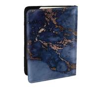 Wykjtwo Patrón de mármol Azul Marino y Cobre Falso, Funda para Pasaporte Cartera de Viaje de Cuero PU Funda para Pasaporte Fundas para Pasaporte 6,5 Pulgadas