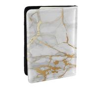 Wykjtwo Patrón de Oro de mármol Blanco, Funda para Pasaporte Cartera de Viaje de Cuero PU Funda para Pasaporte Fundas para Pasaporte 6,5 Pulgadas