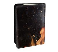 Wykjtwo Patrón de Parrilla de carbón llameante, Funda para Pasaporte Cartera de Viaje de Cuero PU Funda para Pasaporte Fundas para Pasaporte 6,5 Pulgadas