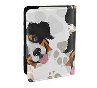 Wykjtwo Patrón De Patas De Perro Perro De Montaña De Berna, Funda para Pasaporte Cartera de Viaje de Cuero PU Funda para Pasaporte Fundas para Pasaporte 6,5 Pulgadas