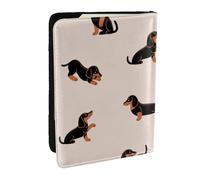 Wykjtwo Patrón de Perro Salchicha feliz de Dibujos Animados, Funda para Pasaporte Cartera de Viaje de Cuero PU Funda para Pasaporte Fundas para Pasaporte 6,5 Pulgadas