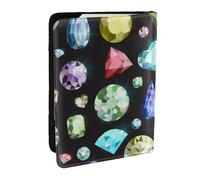 Wykjtwo Patrón de Piedras Preciosas de Colores, Funda para Pasaporte Cartera de Viaje de Cuero PU Funda para Pasaporte Fundas para Pasaporte 6,5 Pulgadas