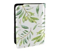 Wykjtwo Patrón de Rama de Olivo Acuarela Verde, Funda para Pasaporte Cartera de Viaje de Cuero PU Funda para Pasaporte Fundas para Pasaporte 6,5 Pulgadas