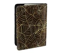 Wykjtwo Patrón de telaraña Dorada, Funda para Pasaporte Cartera de Viaje de Cuero PU Funda para Pasaporte Fundas para Pasaporte 6,5 Pulgadas
