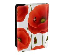 Wykjtwo Patrón Floral de Flores de Amapola, Funda para Pasaporte Cartera de Viaje de Cuero PU Funda para Pasaporte Fundas para Pasaporte 6,5 Pulgadas