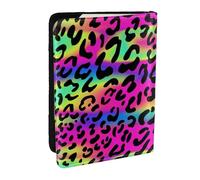 Wykjtwo Patrón geométrico Brillante de neón Abstracto, Funda para Pasaporte Cartera de Viaje de Cuero PU Funda para Pasaporte Fundas para Pasaporte 6,5 Pulgadas