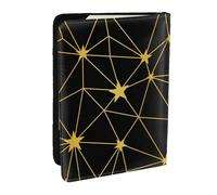 Wykjtwo Patrón sin Fisuras de Red de Estrellas Negras Doradas, Funda para Pasaporte Cartera de Viaje de Cuero PU Funda para Pasaporte Fundas para Pasaporte 6,5 Pulgadas