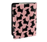 Wykjtwo Patrón Terrier Escocés Rosa Negro, Funda para Pasaporte Cartera de Viaje de Cuero PU Funda para Pasaporte Fundas para Pasaporte 6,5 Pulgadas