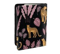 Wykjtwo Patrón Tropical de Leopardo, Funda para Pasaporte Cartera de Viaje de Cuero PU Funda para Pasaporte Fundas para Pasaporte 6,5 Pulgadas