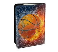 Wykjtwo Pelota de Baloncesto en Fuego y Agua, Funda para Pasaporte Cartera de Viaje de Cuero PU Funda para Pasaporte Fundas para Pasaporte 6,5 Pulgadas