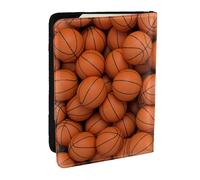 Wykjtwo Pelota de Baloncesto Naranja, Funda para Pasaporte Cartera de Viaje de Cuero PU Funda para Pasaporte Fundas para Pasaporte 6,5 Pulgadas
