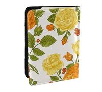 Wykjtwo Peonía Flor Amarilla, Funda para Pasaporte Cartera de Viaje de Cuero PU Funda para Pasaporte Fundas para Pasaporte 6,5 Pulgadas