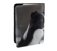 Wykjtwo Perro Border Collie Manchado Nieve, Funda para Pasaporte Cartera de Viaje de Cuero PU Funda para Pasaporte Fundas para Pasaporte 6,5 Pulgadas