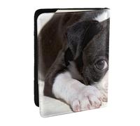 Wykjtwo Perro Boston Terrier, Funda para Pasaporte Cartera de Viaje de Cuero PU Funda para Pasaporte Fundas para Pasaporte 6,5 Pulgadas
