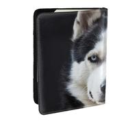 Wykjtwo Perro con Cara Bonita de Husky Divertido, Funda para Pasaporte Cartera de Viaje de Cuero PU Funda para Pasaporte Fundas para Pasaporte 6,5 Pulgadas