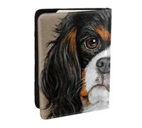 Wykjtwo Perro de Regalo Cavalier King Charles Spaniel, Funda para Pasaporte Cartera de Viaje de Cuero PU Funda para Pasaporte Fundas para Pasaporte 6,5 Pulgadas