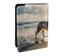 Wykjtwo Perro del Cielo de mar Border Collie, Funda para Pasaporte Cartera de Viaje de Cuero PU Funda para Pasaporte Fundas para Pasaporte 6,5 Pulgadas