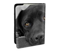Wykjtwo Perro Labrador Labrador Negro Cachorro Perro Lindo, Funda para Pasaporte Cartera de Viaje de Cuero PU Funda para Pasaporte Fundas para Pasaporte 6,5 Pulgadas