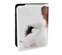 Wykjtwo Perro Papillon Esponjoso, Funda para Pasaporte Cartera de Viaje de Cuero PU Funda para Pasaporte Fundas para Pasaporte 6,5 Pulgadas