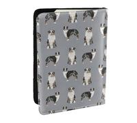 Wykjtwo Perro Pastor Australiano Blue Merle Sencillo Gris, Funda para Pasaporte Cartera de Viaje de Cuero PU Funda para Pasaporte Fundas para Pasaporte 6,5 Pulgadas