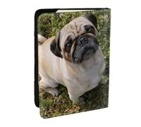 Wykjtwo Perro Pug Blanco Y Negro, Funda para Pasaporte Cartera de Viaje de Cuero PU Funda para Pasaporte Fundas para Pasaporte 6,5 Pulgadas