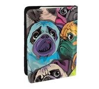 Wykjtwo Perro Pug De Dibujos Animados Divertido, Funda para Pasaporte Cartera de Viaje de Cuero PU Funda para Pasaporte Fundas para Pasaporte 6,5 Pulgadas