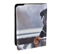 Wykjtwo Perro Rottweiler Collar Nieve Ojos, Funda para Pasaporte Cartera de Viaje de Cuero PU Funda para Pasaporte Fundas para Pasaporte 6,5 Pulgadas