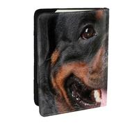 Wykjtwo Perro Rottweiler, Funda para Pasaporte Cartera de Viaje de Cuero PU Funda para Pasaporte Fundas para Pasaporte 6,5 Pulgadas