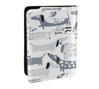 Wykjtwo Perro Salchicha con Letras Y Donuts, Funda para Pasaporte Cartera de Viaje de Cuero PU Funda para Pasaporte Fundas para Pasaporte 6,5 Pulgadas