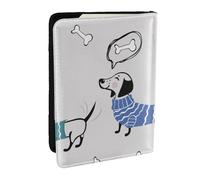 Wykjtwo Perro Salchicha de Dibujos Animados, Funda para Pasaporte Cartera de Viaje de Cuero PU Funda para Pasaporte Fundas para Pasaporte 6,5 Pulgadas