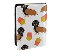 Wykjtwo Perro Salchicha Hot Dog Y Papas Fritas Comida Divertida Linda, Funda para Pasaporte Cartera de Viaje de Cuero PU Funda para Pasaporte Fundas para Pasaporte 6,5 Pulgadas