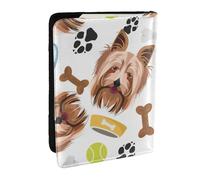 Wykjtwo Perro Sonriente Yorkshire Terrier, Funda para Pasaporte Cartera de Viaje de Cuero PU Funda para Pasaporte Fundas para Pasaporte 6,5 Pulgadas