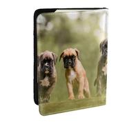 Wykjtwo Perros Boxer Cachorros Mascotas Perros De Familia, Funda para Pasaporte Cartera de Viaje de Cuero PU Funda para Pasaporte Fundas para Pasaporte 6,5 Pulgadas