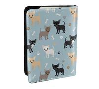 Wykjtwo Perros Chihuahua Azul, Funda para Pasaporte Cartera de Viaje de Cuero PU Funda para Pasaporte Fundas para Pasaporte 6,5 Pulgadas