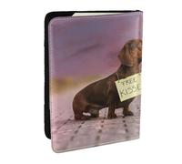 Wykjtwo Perros Dachshund con Tabla Perros Dachshund Marrón, Funda para Pasaporte Cartera de Viaje de Cuero PU Funda para Pasaporte Fundas para Pasaporte 6,5 Pulgadas
