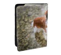 Wykjtwo Perros En El Agua Río Perros Blancos Marrón Paniel, Funda para Pasaporte Cartera de Viaje de Cuero PU Funda para Pasaporte Fundas para Pasaporte 6,5 Pulgadas