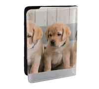 Wykjtwo Perros Golden Retriever Cachorros Perros Labrador, Funda para Pasaporte Cartera de Viaje de Cuero PU Funda para Pasaporte Fundas para Pasaporte 6,5 Pulgadas