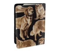 Wykjtwo Perros perdigueros de Oro, Funda para Pasaporte Cartera de Viaje de Cuero PU Funda para Pasaporte Fundas para Pasaporte 6,5 Pulgadas