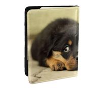Wykjtwo Perros Rottweiler Perros Lindos Cachorros Mascotas Pequeños, Funda para Pasaporte Cartera de Viaje de Cuero PU Funda para Pasaporte Fundas para Pasaporte 6,5 Pulgadas