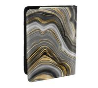 Wykjtwo Piedra Preciosa de ágata negra y Dorada Moderna, Funda para Pasaporte Cartera de Viaje de Cuero PU Funda para Pasaporte Fundas para Pasaporte 6,5 Pulgadas