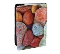Wykjtwo Piedras de Colores Impresas, Funda para Pasaporte Cartera de Viaje de Cuero PU Funda para Pasaporte Fundas para Pasaporte 6,5 Pulgadas