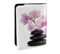 Wykjtwo Piedras y orquídea Rosa, Funda para Pasaporte Cartera de Viaje de Cuero PU Funda para Pasaporte Fundas para Pasaporte 6,5 Pulgadas