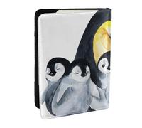 Wykjtwo Pingüinos Emperador con niños en la Nieve, Funda para Pasaporte Cartera de Viaje de Cuero PU Funda para Pasaporte Fundas para Pasaporte 6,5 Pulgadas