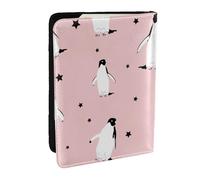 Wykjtwo Pingüinos Estrellas Ave Marina, Funda para Pasaporte Cartera de Viaje de Cuero PU Funda para Pasaporte Fundas para Pasaporte 6,5 Pulgadas