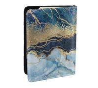 Wykjtwo Pintura Abstracta Brillo Dorado Mármol Azul, Funda para Pasaporte Cartera de Viaje de Cuero PU Funda para Pasaporte Fundas para Pasaporte 6,5 Pulgadas