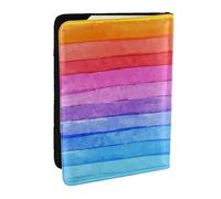 Wykjtwo Pintura Acuarela Colores Brillantes Ilustraciones Lineales, Funda para Pasaporte Cartera de Viaje de Cuero PU Funda para Pasaporte Fundas para Pasaporte 6,5 Pulgadas