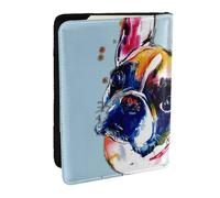 Wykjtwo Pintura Bulldog Francés, Funda para Pasaporte Cartera de Viaje de Cuero PU Funda para Pasaporte Fundas para Pasaporte 6,5 Pulgadas